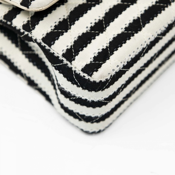 Chanel Quilted Striped Fabric Classic Medium Double Flap Bag - Picture 7 of 16